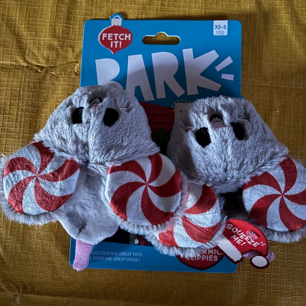 Bark Gray and Red Plush Dog Toy
